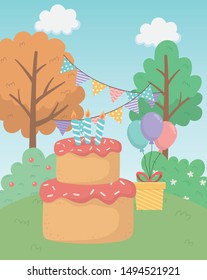 Happy birthday cake vector design