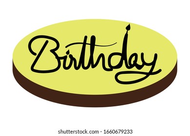 diseño de feliz cumpleaños y vector de pastel, texto en negro y velas, tarjeta de saludo con diseño de letras