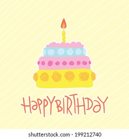 Happy birthday cake vector illustration