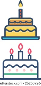  Happy Birthday cake vector illustration