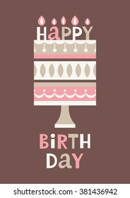 happy birthday cake. vector illustration