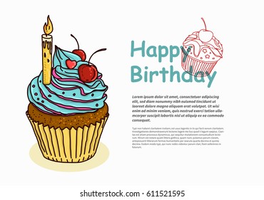 Happy Birthday Cake vector. You can use for Invitation card.
