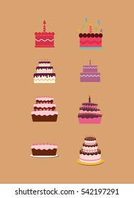 Happy birthday cakes icon vector illustration graphic design