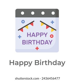 Happy birthday calendar vector design, trendy editable icon