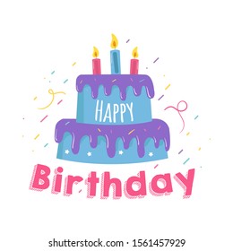 Happy Birthday Calligraphic And Typographic card. Can be used for Background