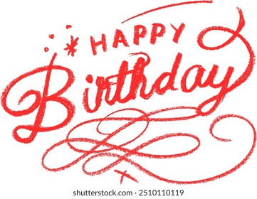 Happy Birthday Calligraphy Crayon Chalk Drawing Vector