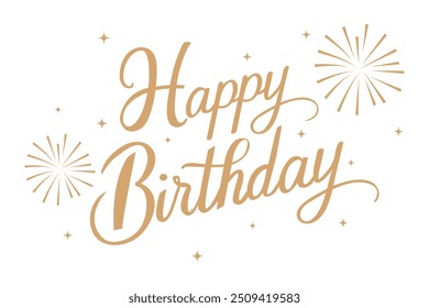 Happy birthday calligraphy. Elegant hand drawn lettering, vector illustration