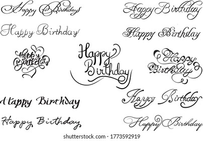 Happy Birthday Calligraphy Hand Lettering Stock Vector (Royalty Free ...