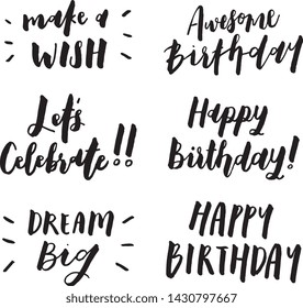Happy Birthday Calligraphy that consist of 6 different lettering styles 