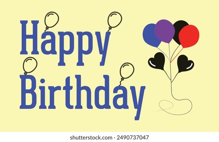Happy birthday calligraphy. Happy Birthday typography vector design for greeting cards and poster with balloon, confetti and gift box, design template for birthday celebration. Happy Birthday. Eps 10.