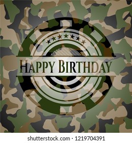 Happy Birthday camouflage emblem