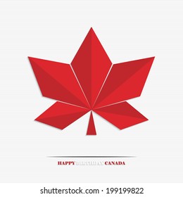 Happy Birthday Canada greeting card. Stylized maple leaf for your design