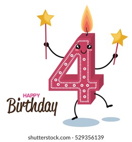 happy birthday candle number character