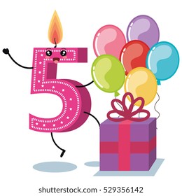 happy birthday candle number character