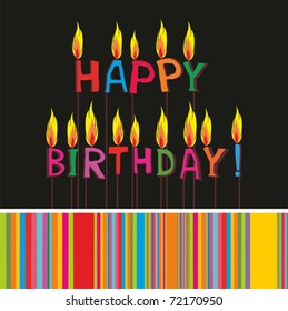 Happy birthday candles. Greeting card. Vector illustration