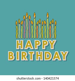 happy birthday candles over blue background vector illustration