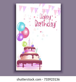 Happy Birthday Cards Set Celebration Vector Stock Vector (Royalty Free ...