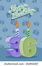 Happy birthday card with 36 th anniversary