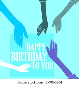 happy birthday card with abstract hand ornament 