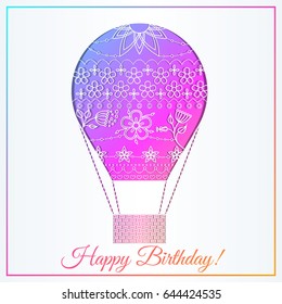 Happy birthday card with air balloon gradient