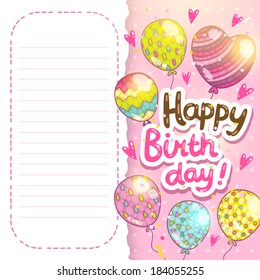 Happy Birthday card background with balloons. Vector holiday party template 