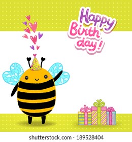 Happy Birthday Card Background Bee Vector Stock Vector (Royalty Free)  189528404 | Shutterstock