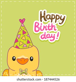 Happy Birthday Card Background Canary Bird Stock Vector (Royalty Free ...