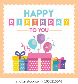 Happy birthday Card background design. Vector Illustration