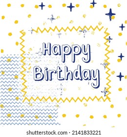 Happy birthday card with a background of geometric shapes. A congratulatory poster. Print for printing