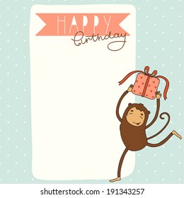 Happy Birthday card background with monkey