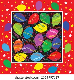 Happy Birthday Card With Ballons and Text