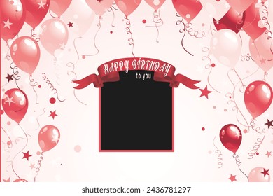 Happy birthday card with balloon and photo frame