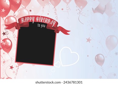 Happy birthday card with balloon and photo frame