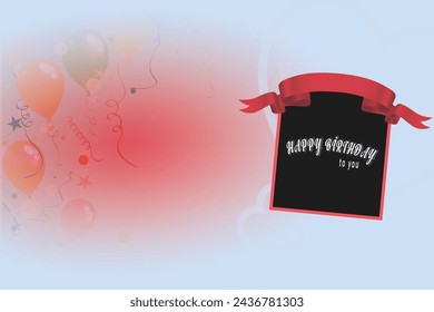 Happy birthday card with balloon and photo frame