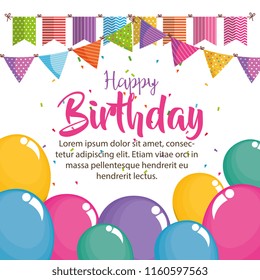 happy birthday card with balloons