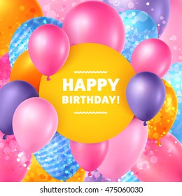 Happy birthday card with balloons