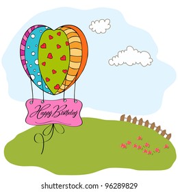 happy birthday card with balloons.