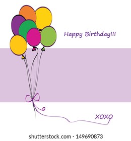 Happy Birthday Card with Balloons and Copy Space