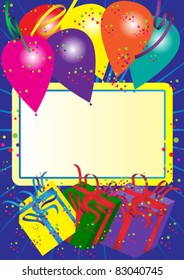 Happy Birthday Card - Balloons and Gift Boxes