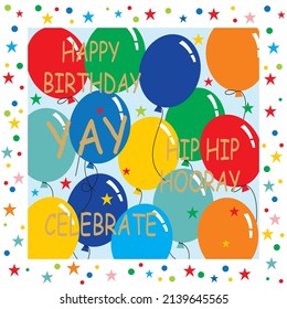 Happy Birthday Card With Balloons And Text