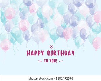 Happy Birthday Card with balloons. Vector illustration. wallpaper, banner , Announcement , poster , flyer , greeting card