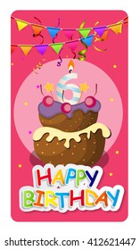 Happy Birthday Card Baner Background  with Cake and Flags. Vector Illustration EPS10