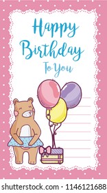 Happy Birthday Card Bear Stock Vector (Royalty Free) 1146121688 ...