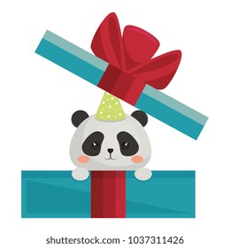 happy birthday card with bear panda