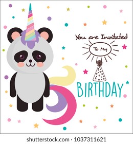 happy birthday card with bear panda