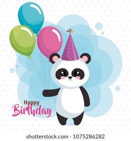 Happy Birthday Card With Bear Panda