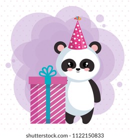 happy birthday card with bear panda