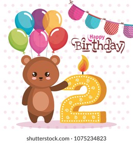 happy birthday card with bear teddy