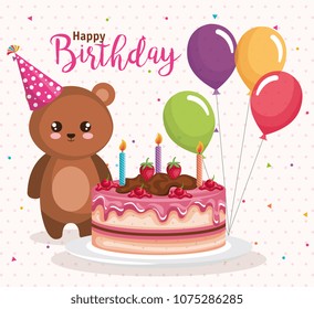 happy birthday card with bear teddy