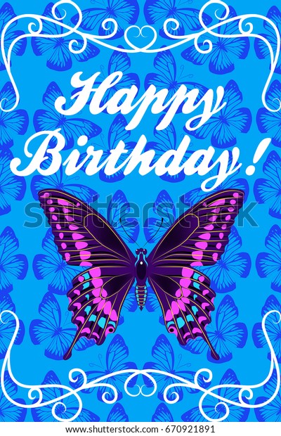 Download Happy Birthday Card Beautiful Purple Butterfly Stock ...